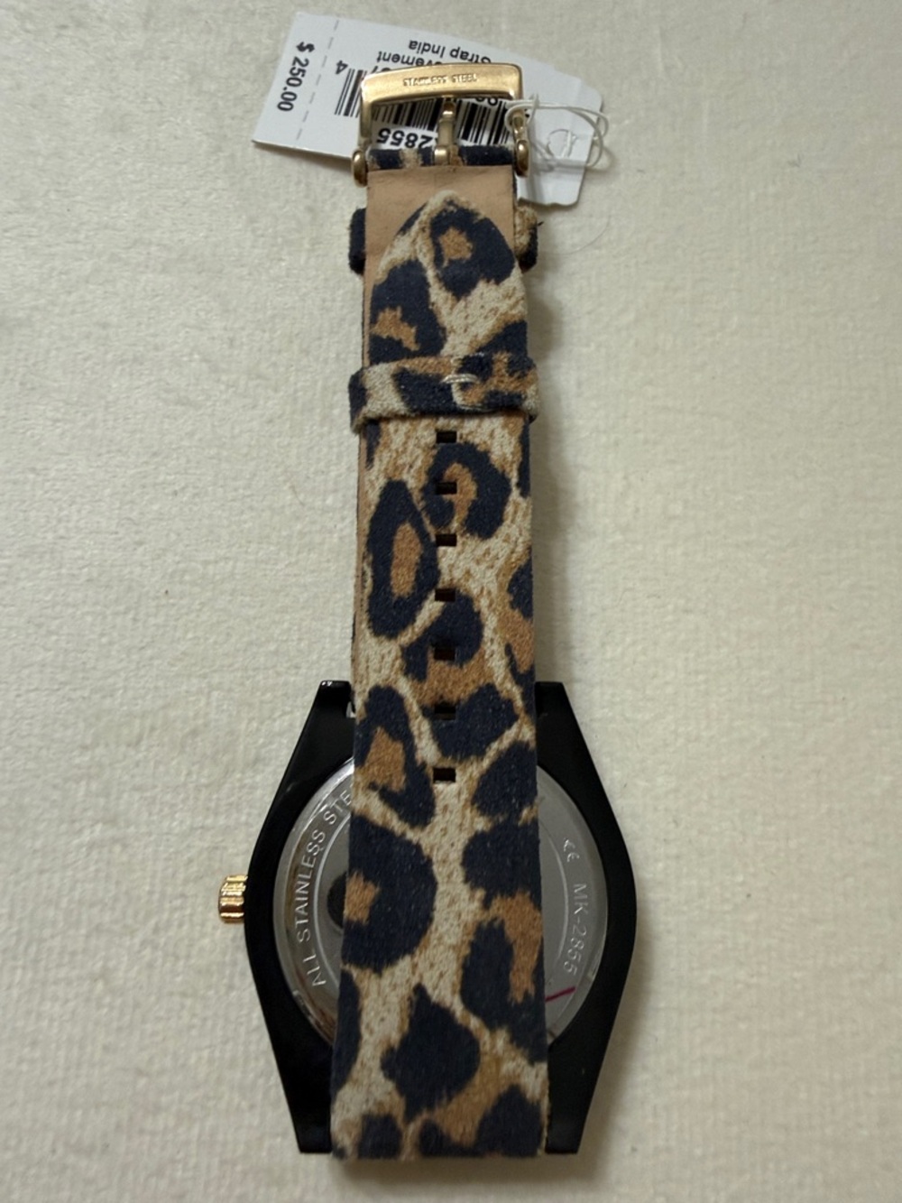 Michael Kors Black and Red Dial Watch with Leopard Strap - Picture 3 of 6